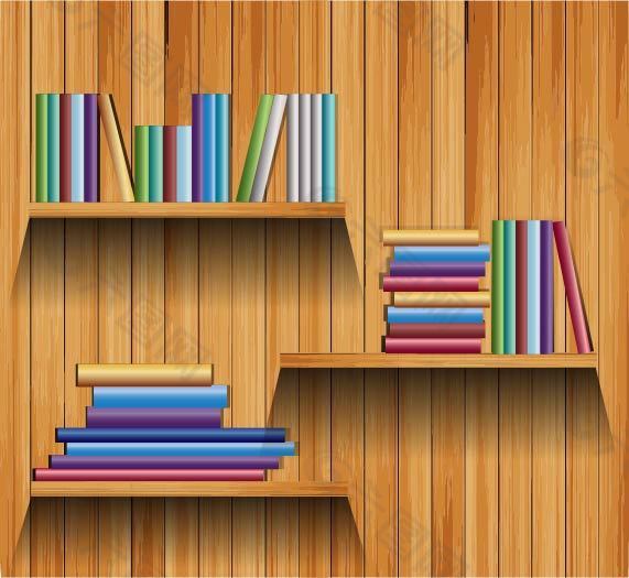 木板墙壁书架