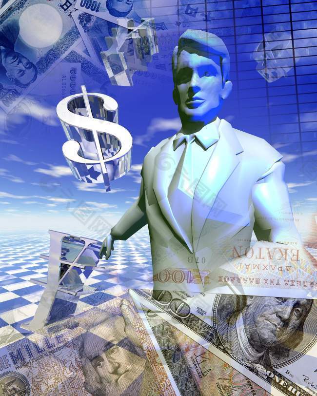 3D人物金钱人物