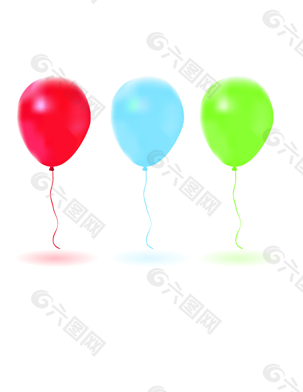 轻盈儿童三色精美气球矢量图