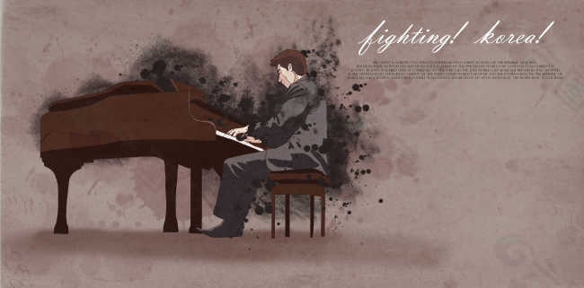 弹钢琴的男士插画