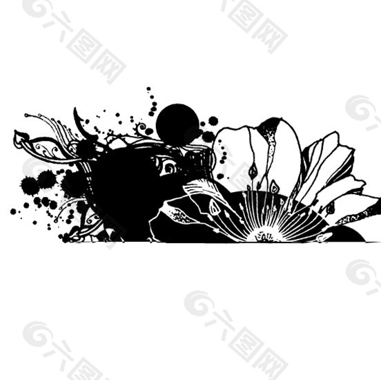 墨迹下的花