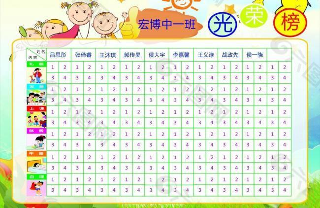 幼儿园小红花光荣榜图片平面广告素材免费下载(图片编号:2845178)