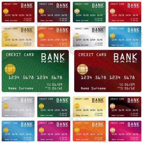 彩色银行卡模板矢量设计