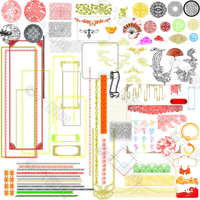 边框和图腾矢量素材