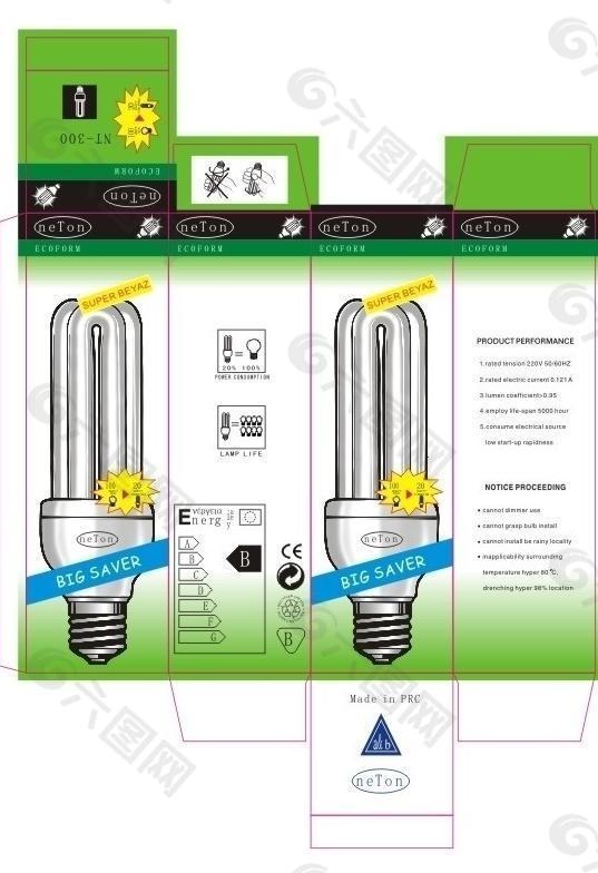 绿色环保节能灯包装图片