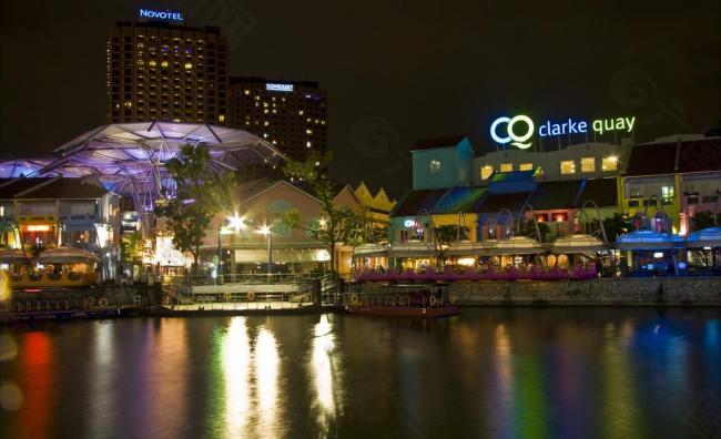 新加坡 新加坡河河畔 夜景图片