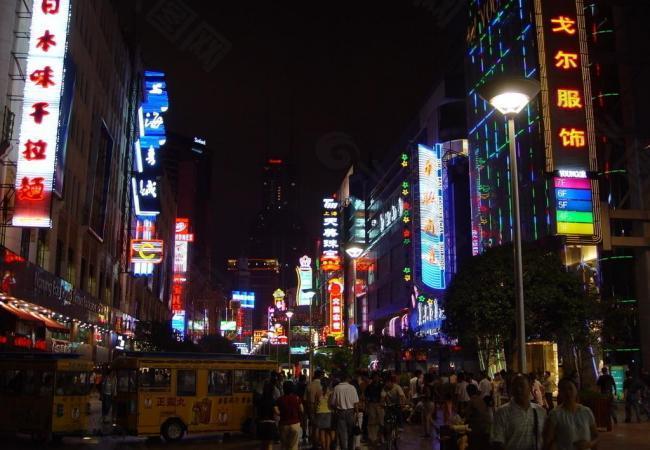 上海 南京东路 步行街 夜景图片