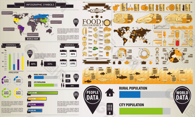 食物主题数据信息图表矢量素材