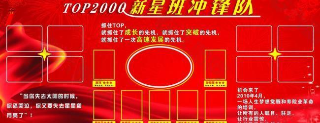 太平人寿top2000新星班冲锋队展板图片