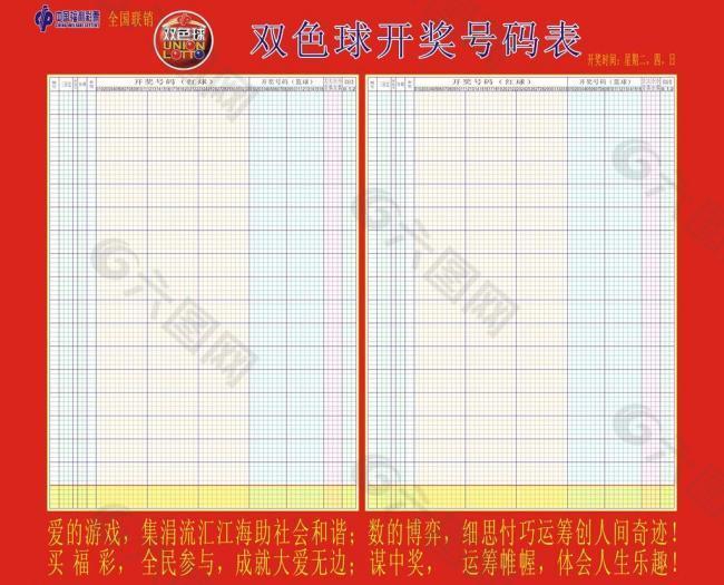 福彩双色球开奖号码表图片