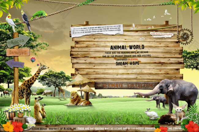 野生动物园指示牌广告牌PSD分层素材