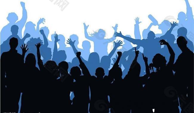 欢呼人群剪影图片