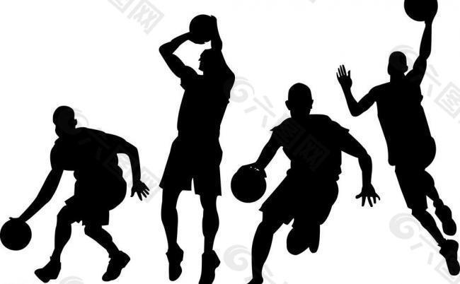 篮球运动人物剪影素材图片