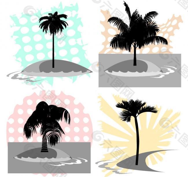 夏日椰子树剪影图片