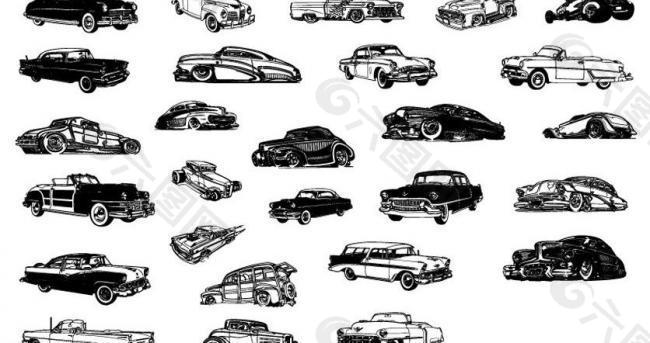 黑白复古汽车图片