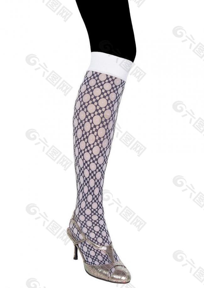 时尚网状圆格丝袜与美腿剪影图片