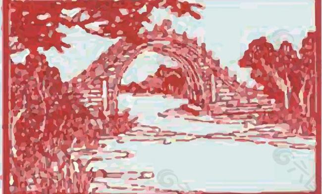 古桥风景艺术图图片