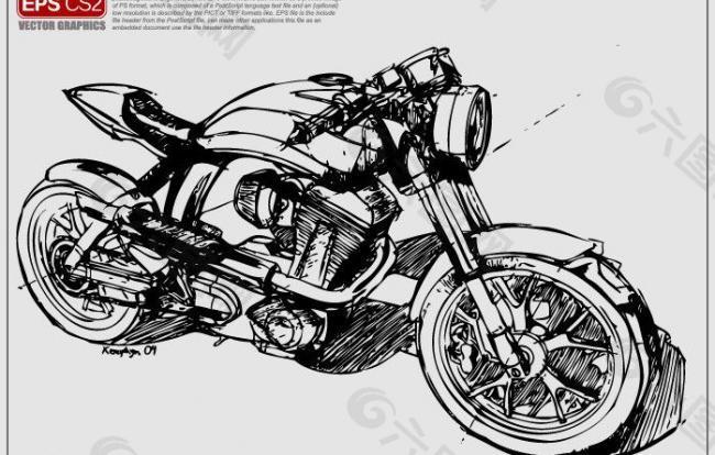 摩托车设计矢量图形图片