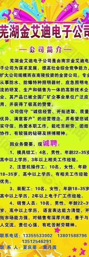 易拉宝 展架 模板 开发区 招聘会 简介 电子 广告 设计 企业图片