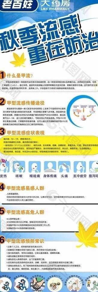 老百姓秋季流感展架图片