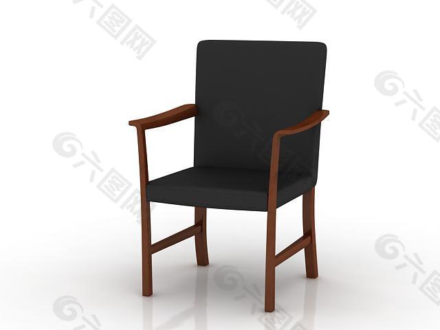 四方黑色皮质座椅模型下载