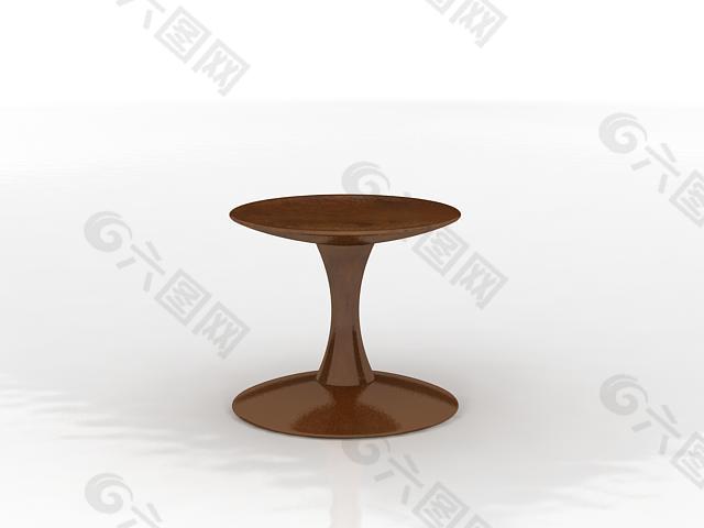 抛光圆形小木凳3d模型