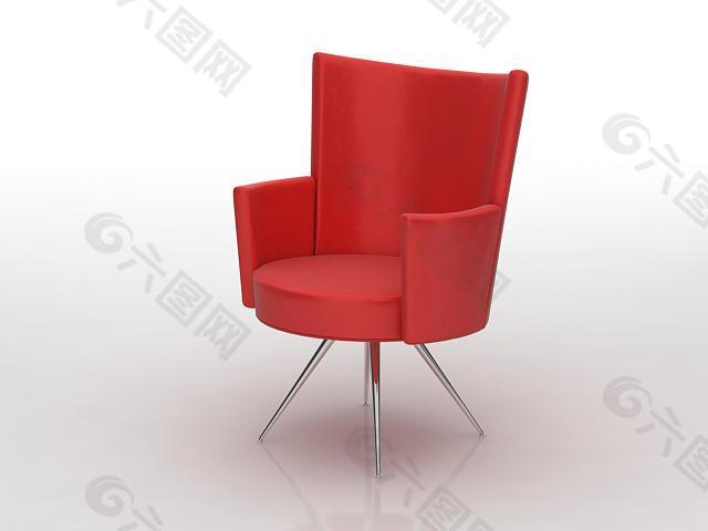 休闲红色圆形座椅3d模型