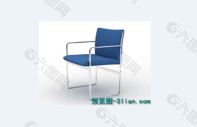 蓝色现代感休闲座椅模型