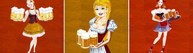 油画 啤酒女郎图片