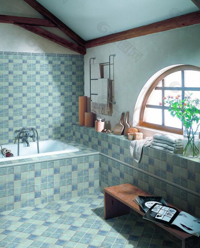 仿古浴室铺贴分层效果图图片