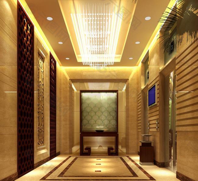 现代酒店电梯间效果图图片