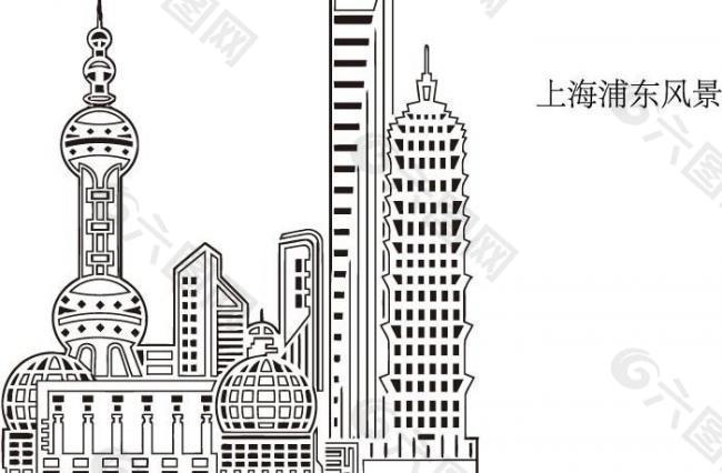上海风景画简笔画图片