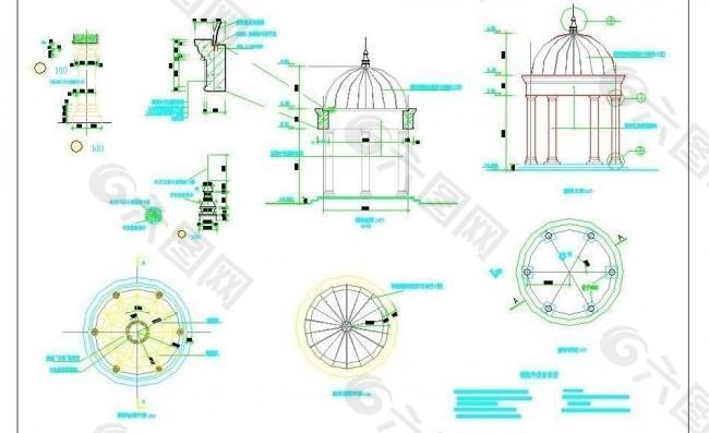 景观亭详细施工图图片