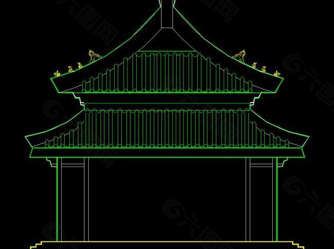 寺庙天王殿侧面图图片