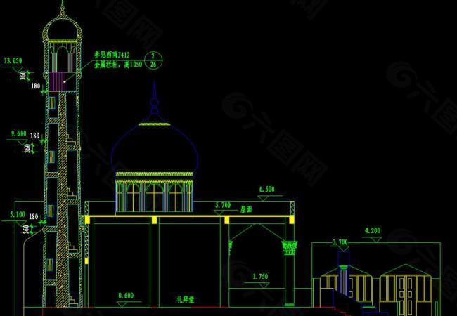 伊斯兰教清真寺剖面图图片
