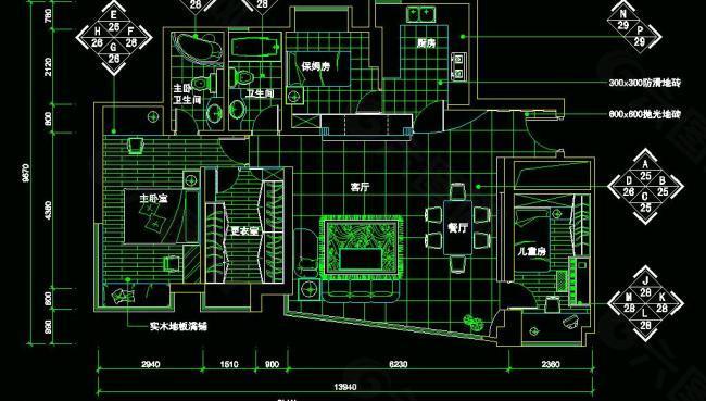 cad居室卧室全套图片