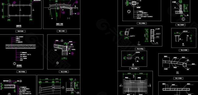 一套完整的园桥施工图图片