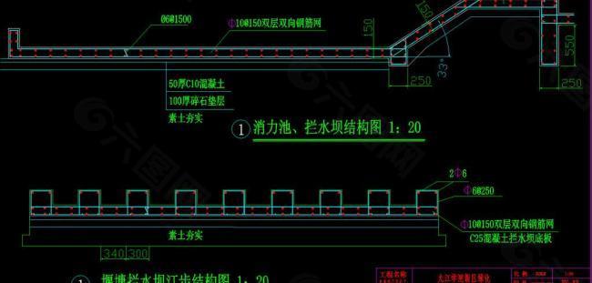 消力池 堰塘拦水坝结构大样图片