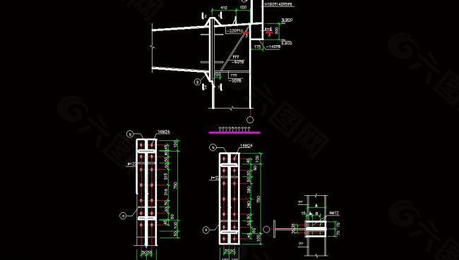 钢结构边梁柱节点详图图片