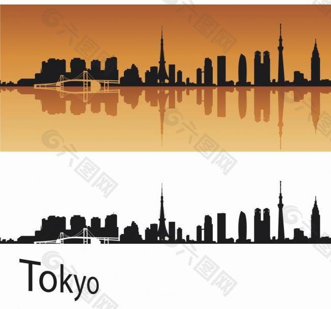 东京城市建筑剪影图片