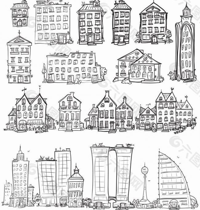 漫画城市建筑图片