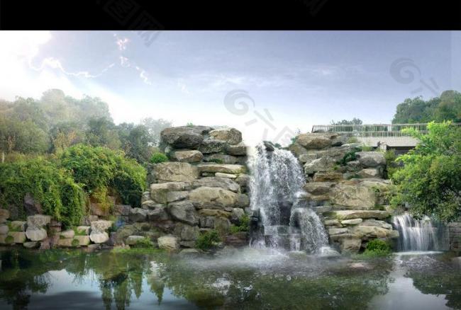 公园水景设计 瀑布图片