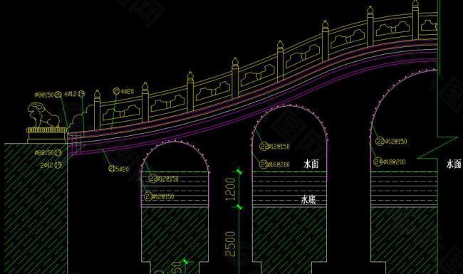 仿古拱桥剖面配筋图片