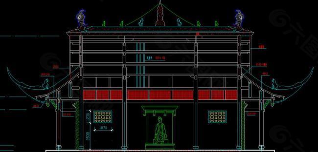 古建庙宇剖面图图片