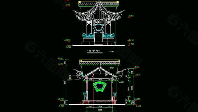 古建筑六角亭图片