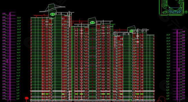 住宅楼立面剖面图片