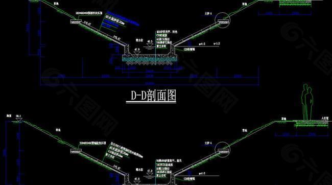 排水渠剖面图图片