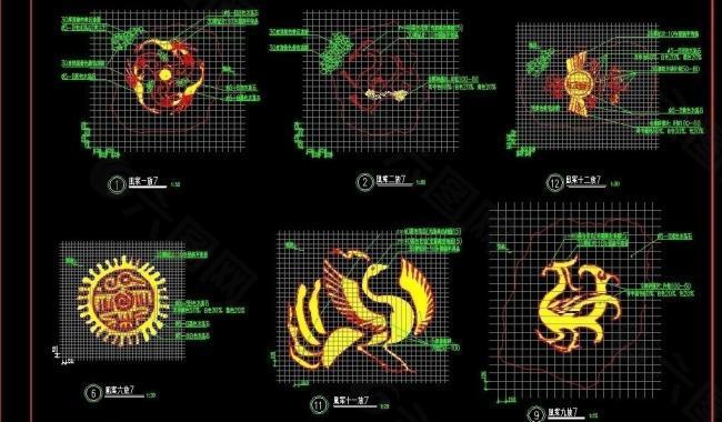 cad凤凰图案图片