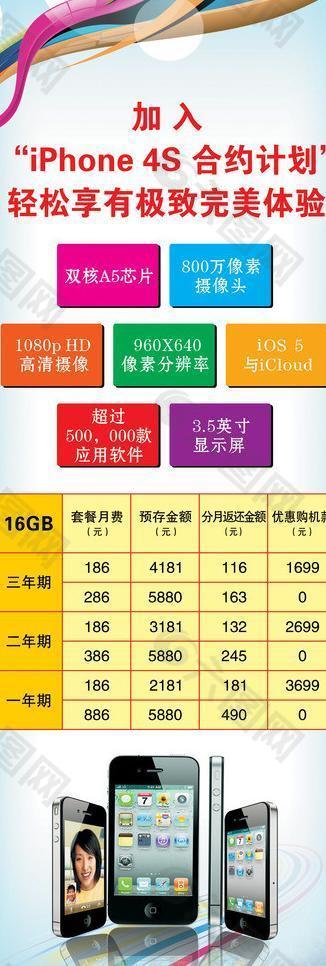 联通 iphone 4s x展架图片