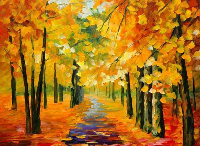 油画 金色的秋天图片